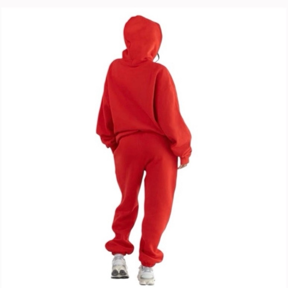 Comfrt Red Fleece Hoodie Jogger Set Women’s Large Cozy Lounge Sweat Set - Picture 2 of 15
